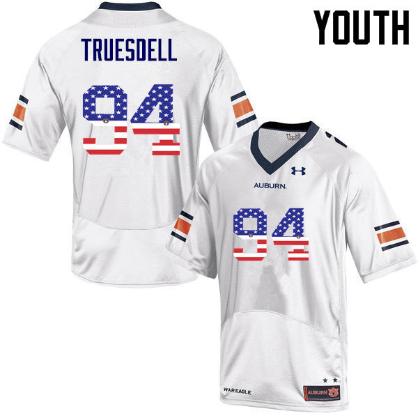 Youth #94 Tyrone Truesdell Auburn Tigers USA Flag Fashion College Football Jerseys-White - Click Image to Close